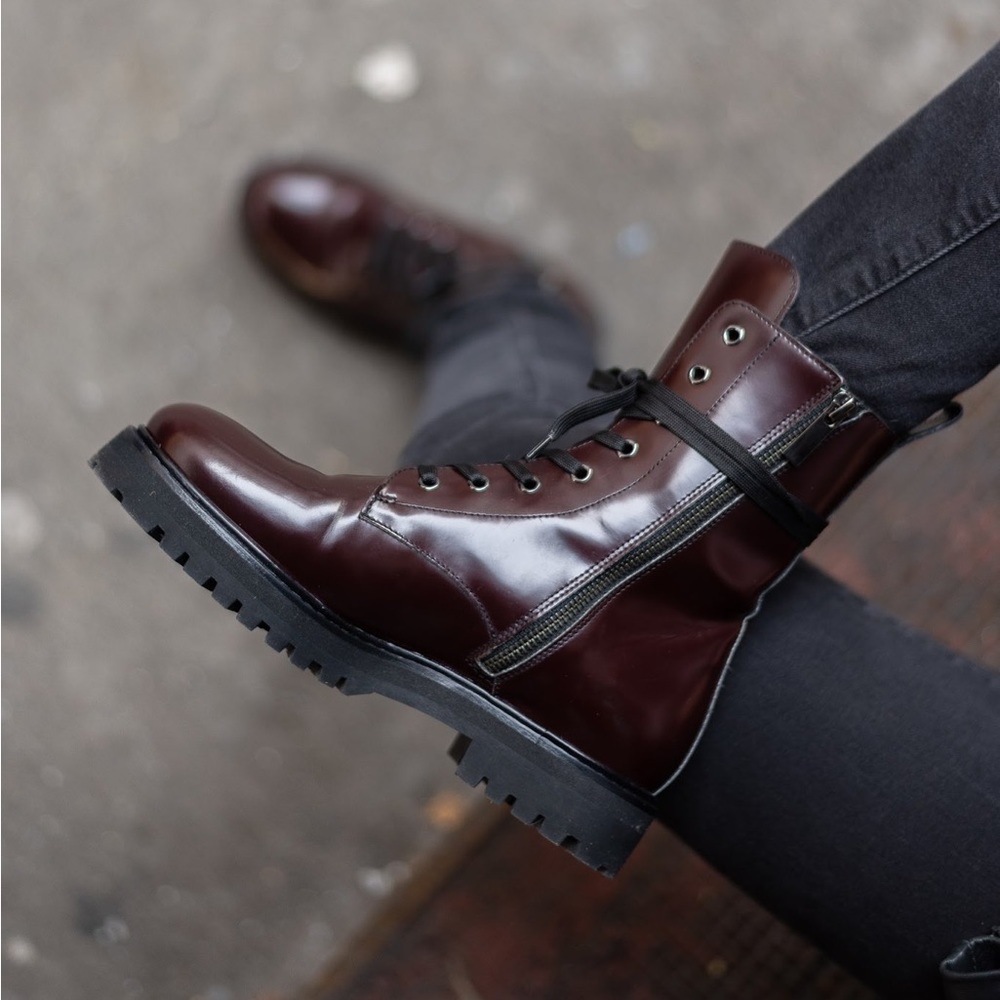 Thursday Boot Womens Burgundy Combat Handcrafted Leather